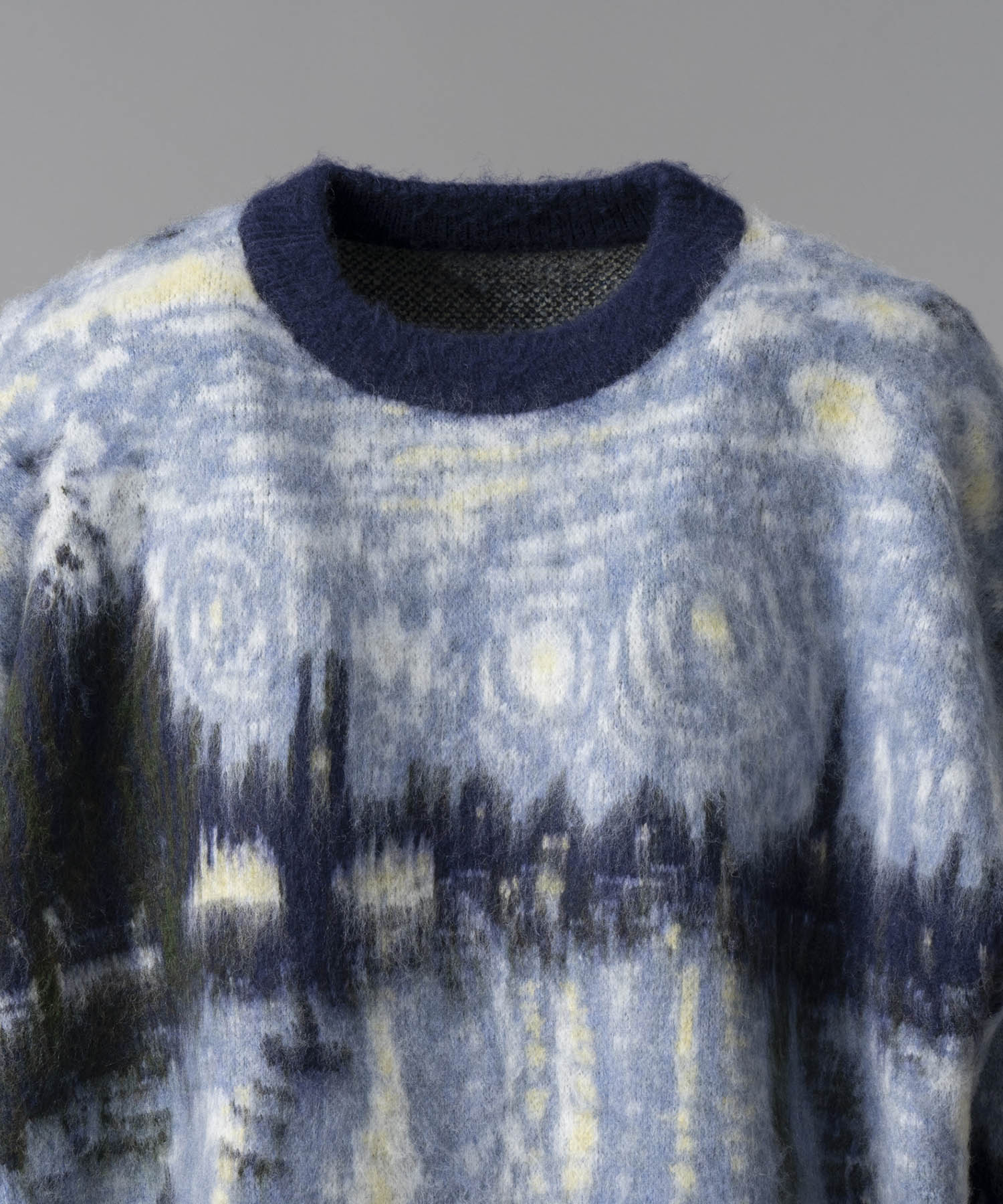 【24AW PRE-ORDER】Prime-Over Landscape Painting Crew Neck Knit Pullover