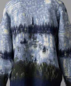 【24AW PRE-ORDER】Prime-Over Landscape Painting Crew Neck Knit Pullover