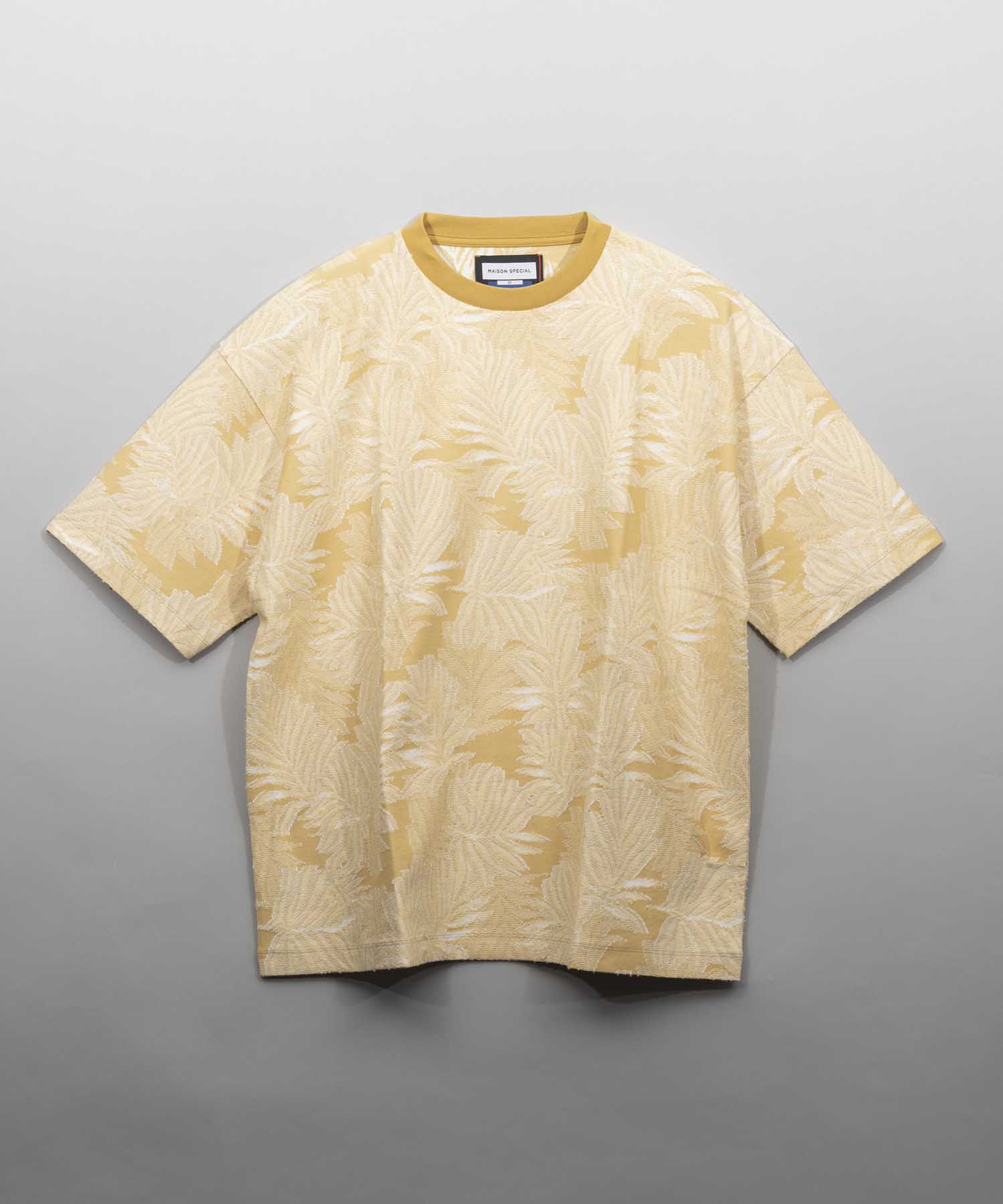 Leaf Back Cut Jacquard Prime-Over Crew Neck T-shirt