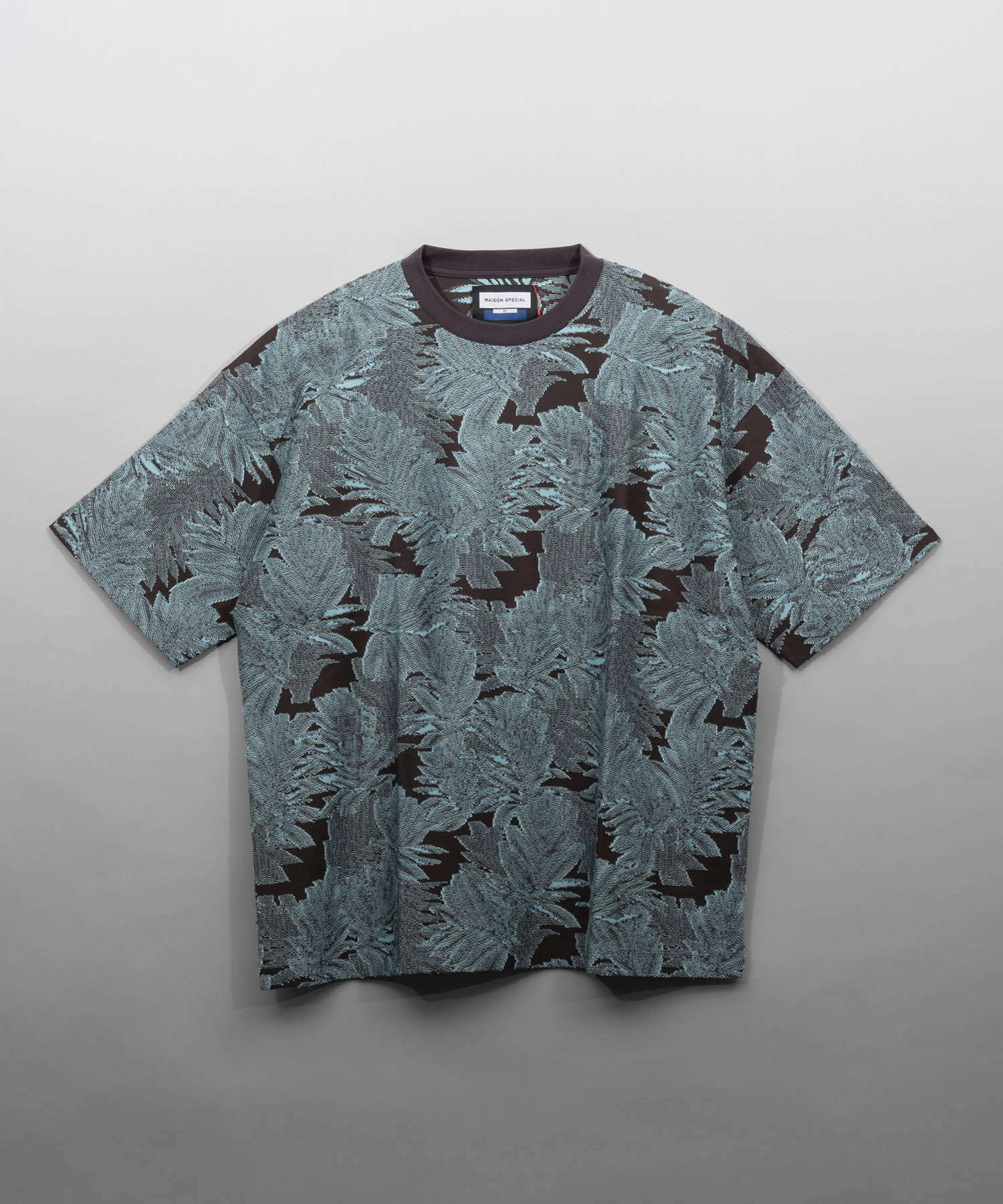 Leaf Back Cut Jacquard Prime-Over Crew Neck T-shirt