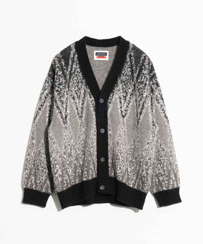 Airy Mohair Argyle Prime-Over V-Neck Knit Cardigan