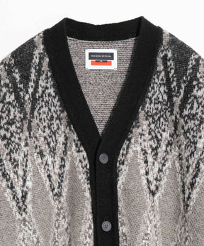 Airy Mohair Argyle Prime-Over V-Neck Knit Cardigan