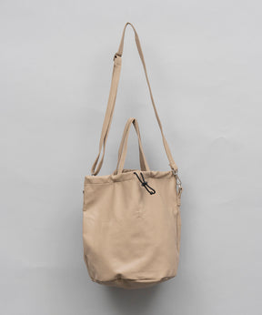 【EX】Vegan Leather Effect Shoulder Drawstring Bag