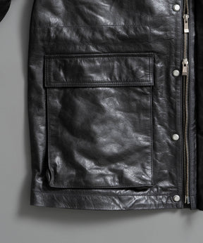 Buffalo Crack Leather Prime-Over Hood Blouson