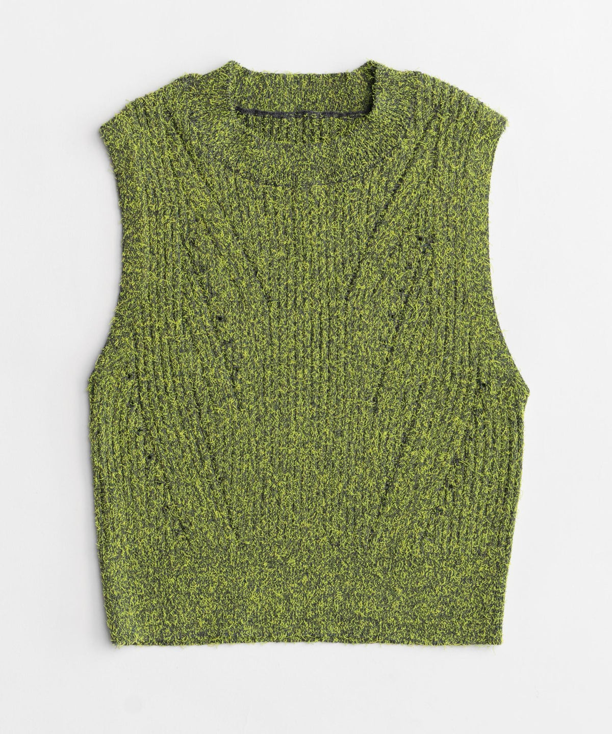 Curl Yarn Short Length Sleeveless Knit Tops