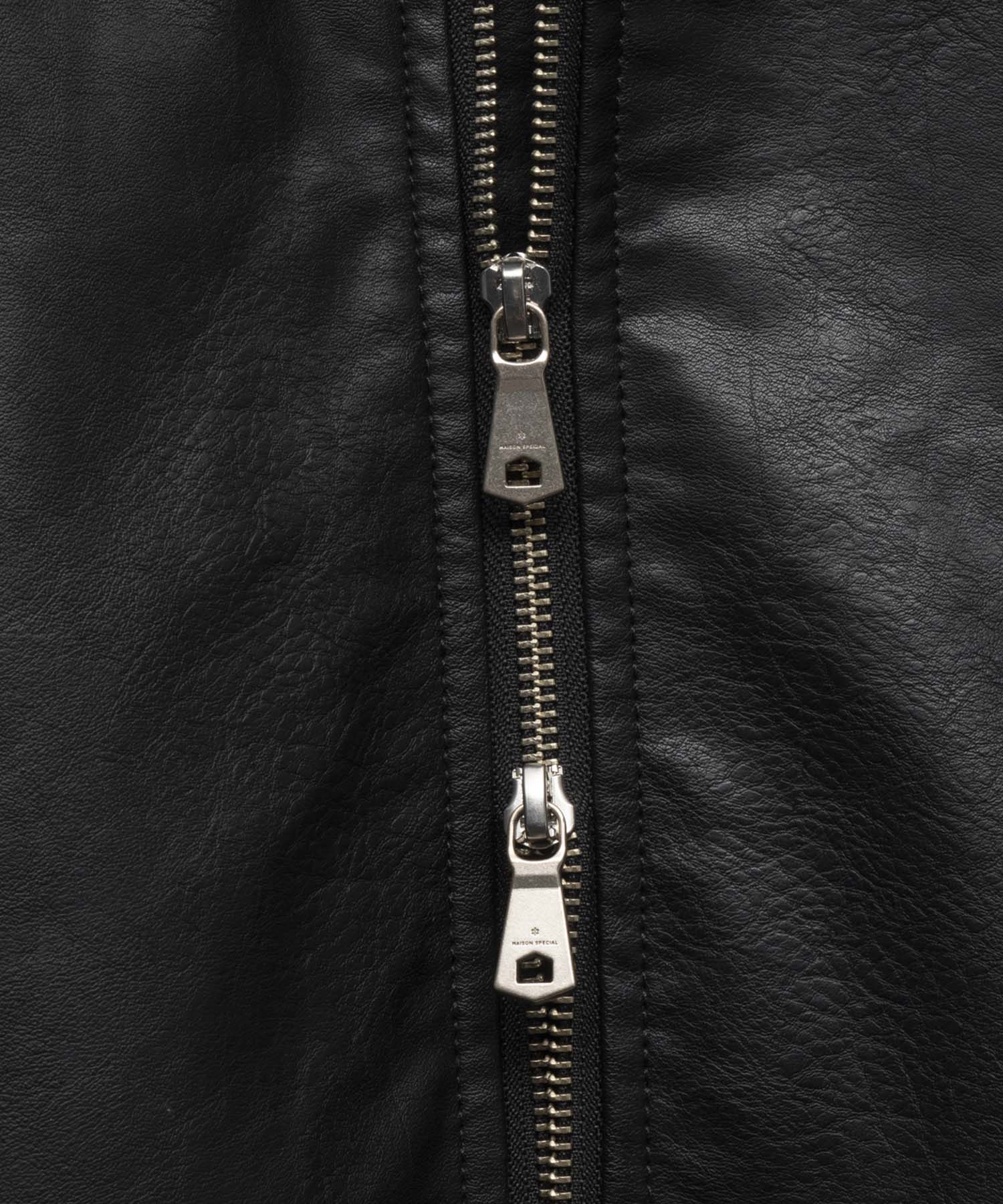 Artificial Leather Prime-Over Zip-Up Blouson