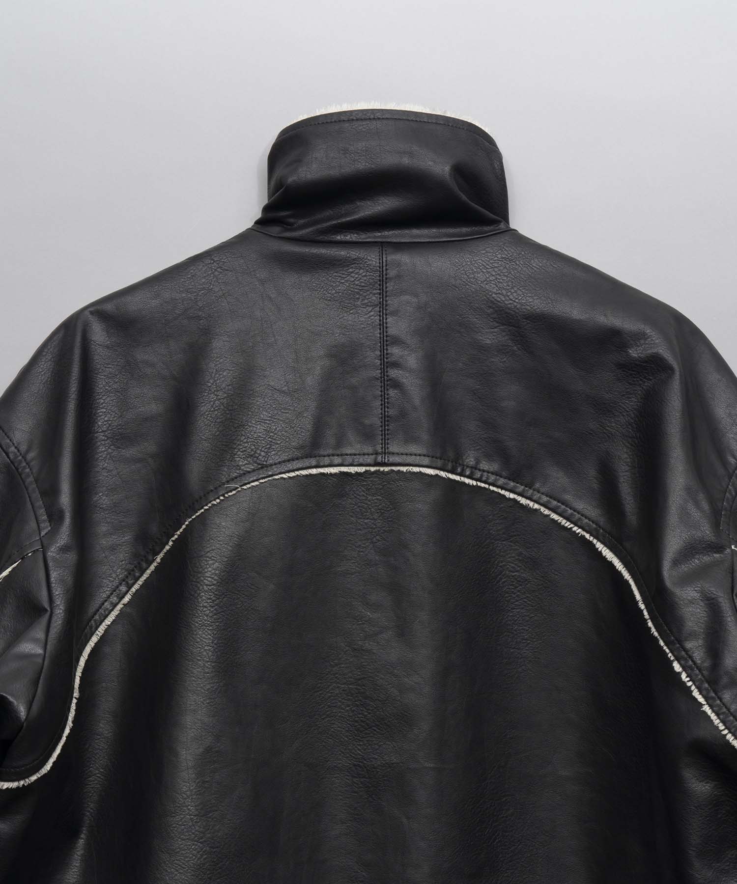 Artificial Leather Prime-Over Zip-Up Blouson