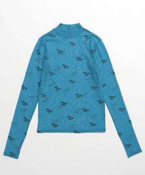 BLESSING Flocky Print Turtleneck Tops