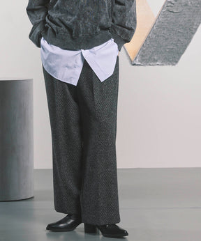 【Italian Dead Stock Fabric】One-Tuck Wide Pants