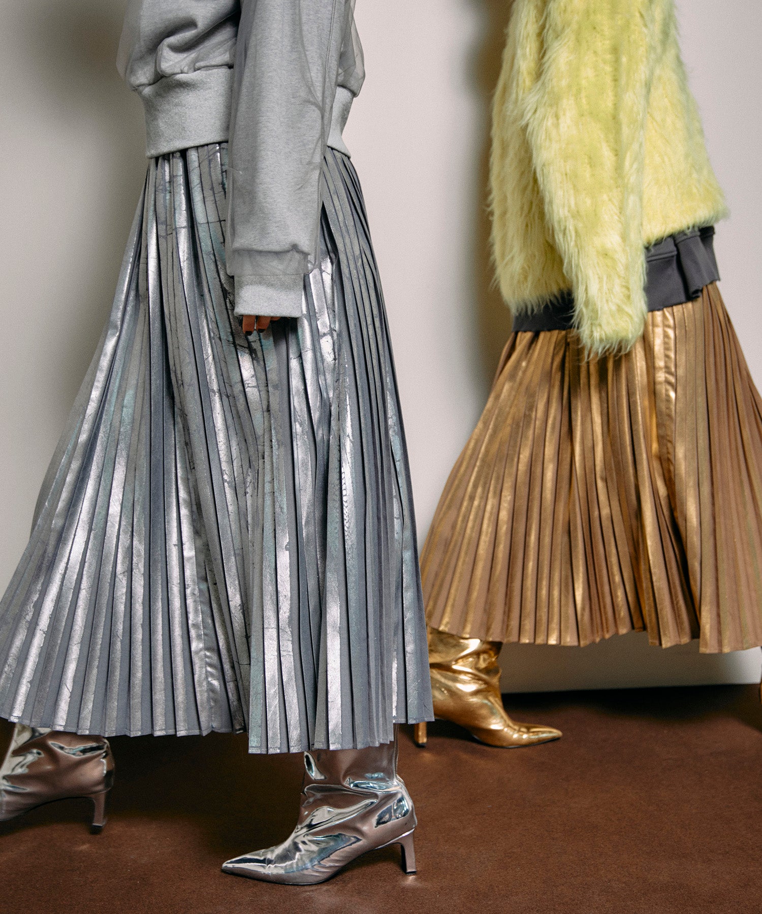 Foil Pleated Skirt