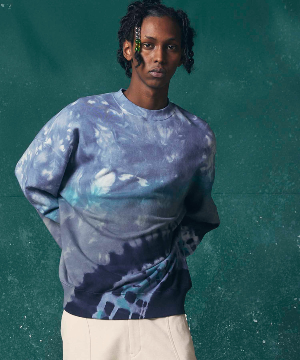 Hand Tie-Dye Sweat Prime-Over Crew Neck Pullover