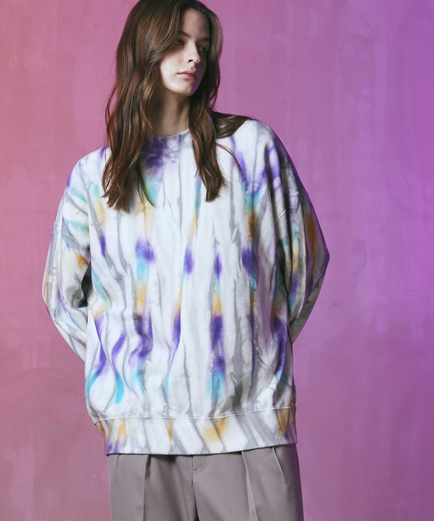 Hand Tie-Dye Sweat Prime-Over Crew Neck Pullover