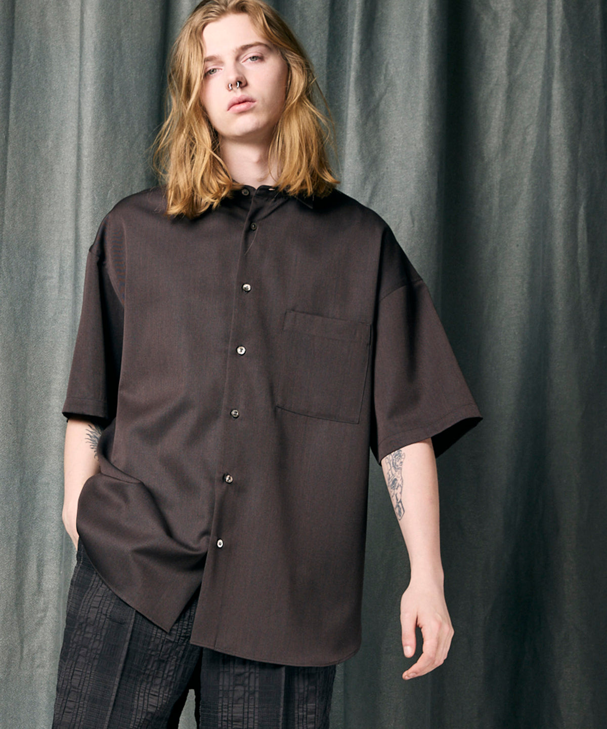 High Count Wool Prime-Over Short Sleeve Shirt