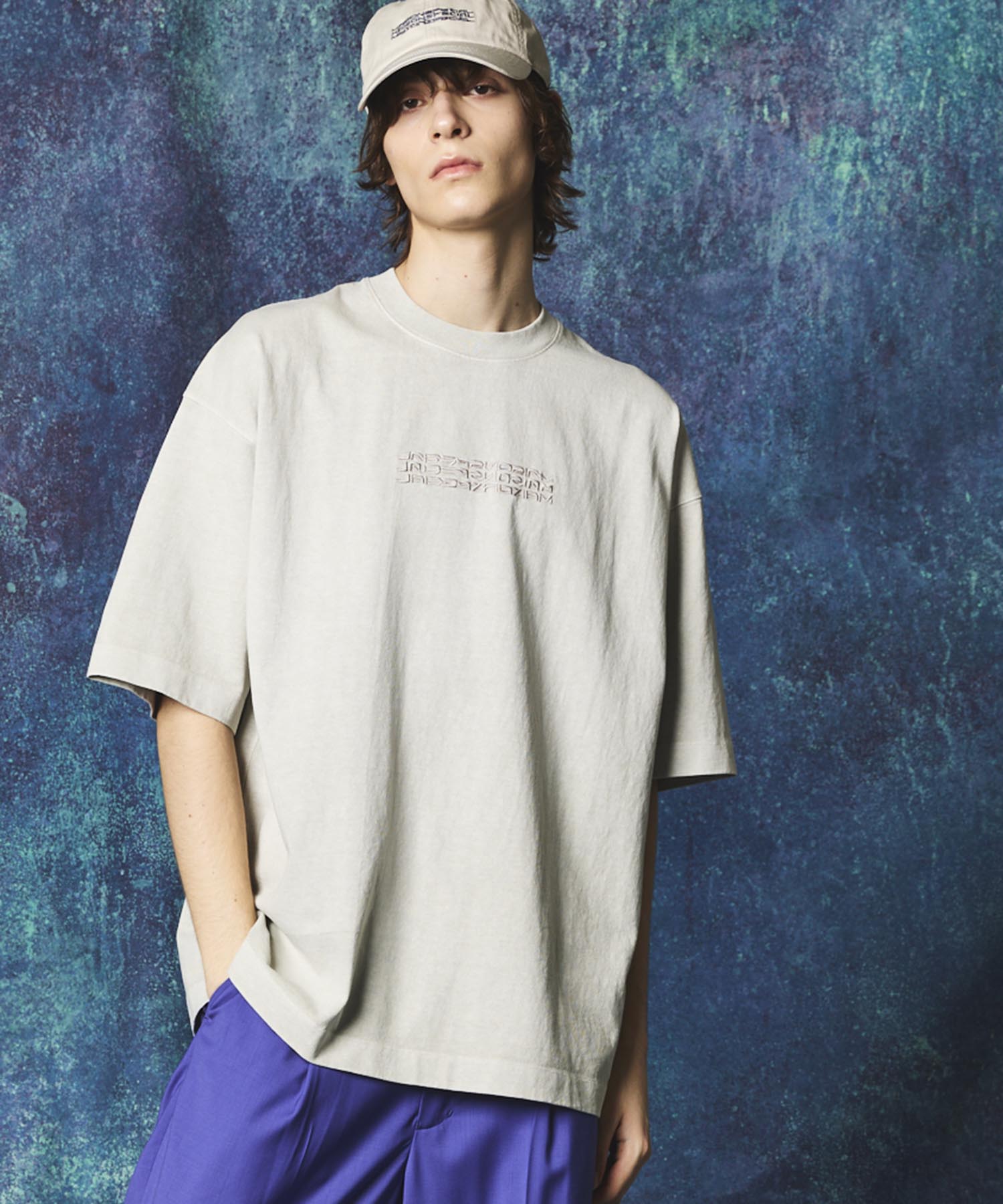 Logo Embroidery Prime-Over Pigment Crew Neck T-Shirt