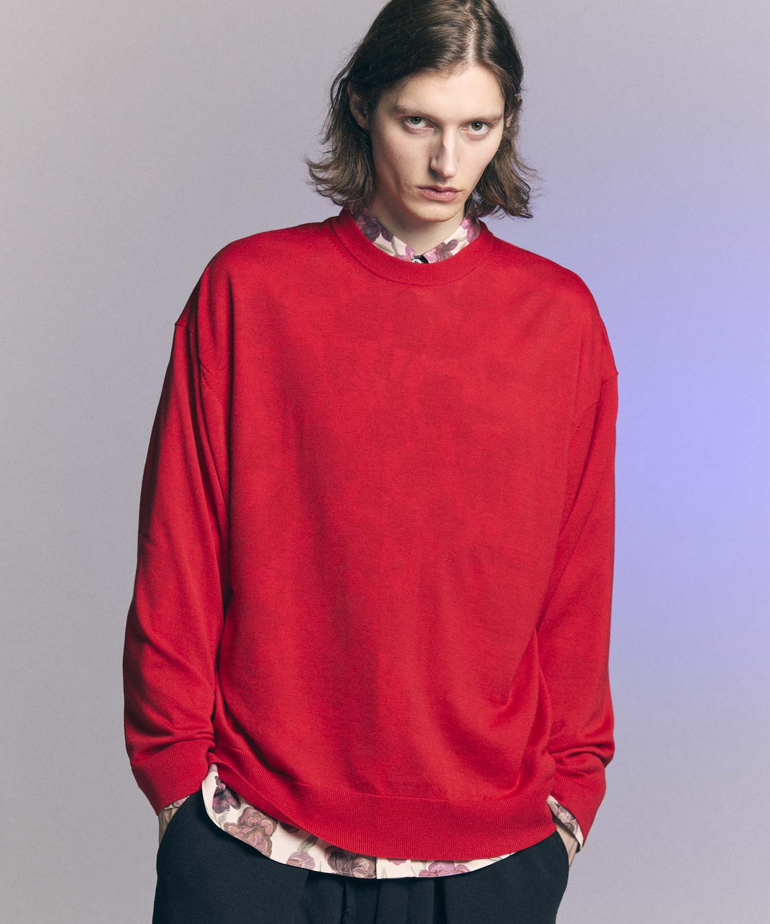 Super120s High Gauge Prime-Over Crew Neck Knit Pullover