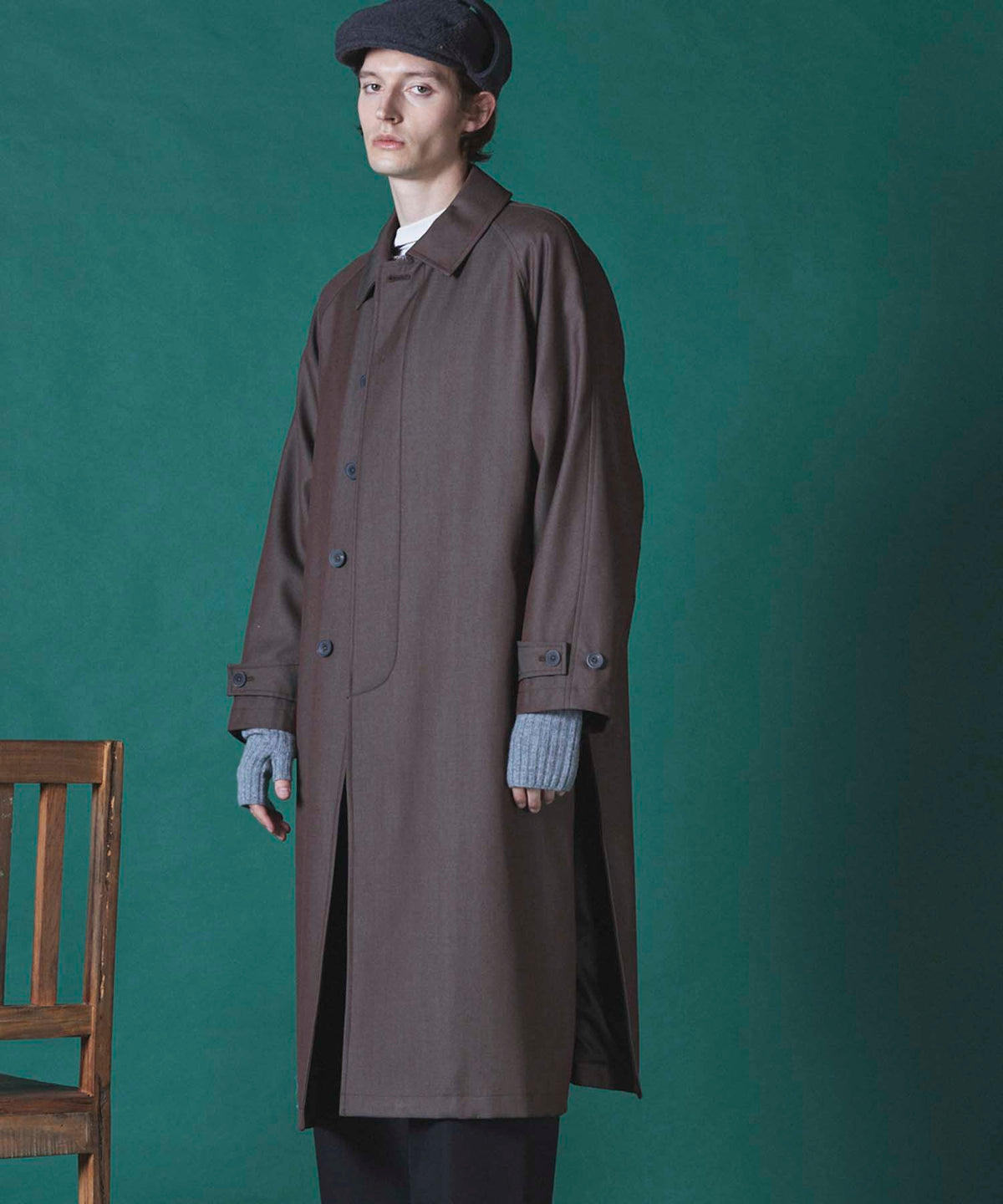 Prime-Over Wool Chambray Balmachan Coat