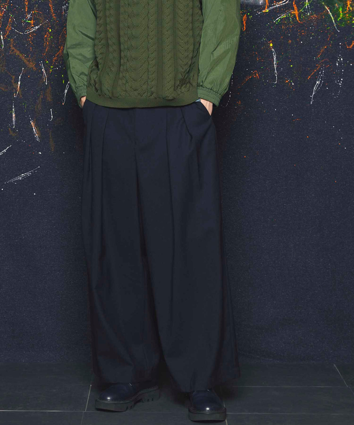 CORDURA Wool Tow-Tuck Wide Pants