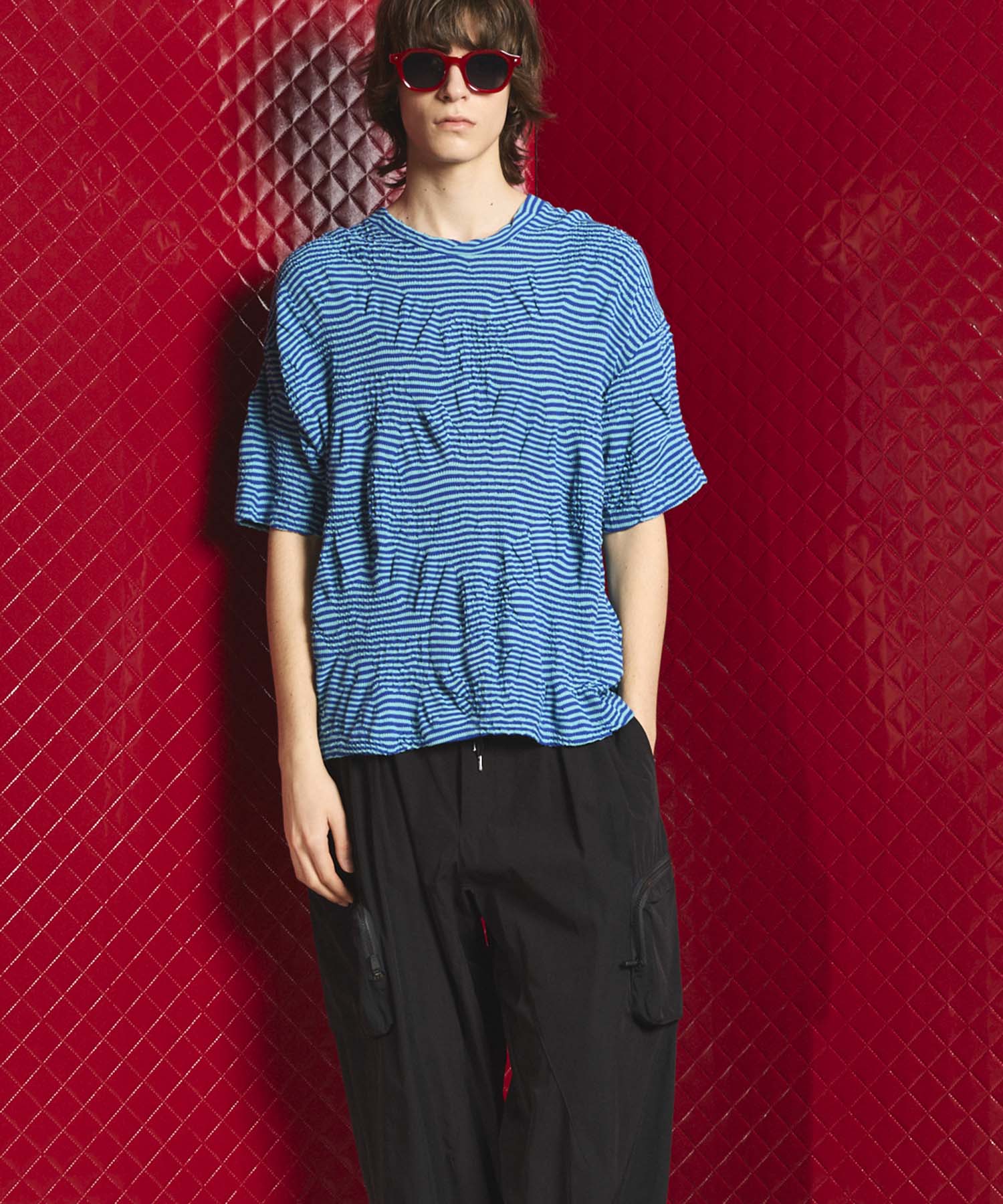 Links Jacquard Border Oversized Crew Neck T-shirt