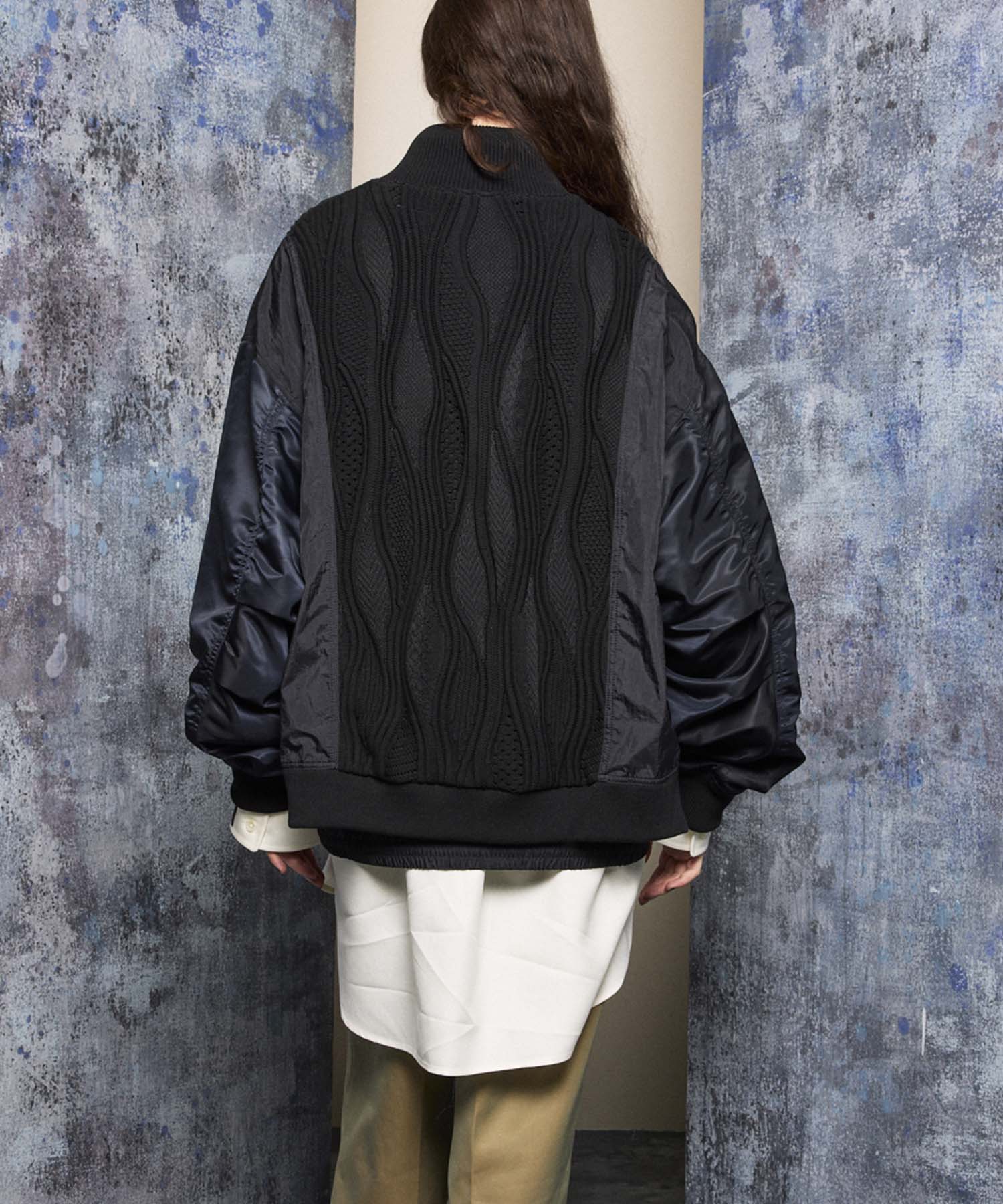 【24AW PRE-ORDER】Different Material Docking Prime-Over Half Zip Pullover