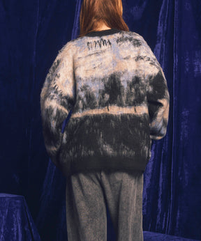 【24AW PRE-ORDER】Prime-Over Landscape Painting Crew Neck Knit Pullover