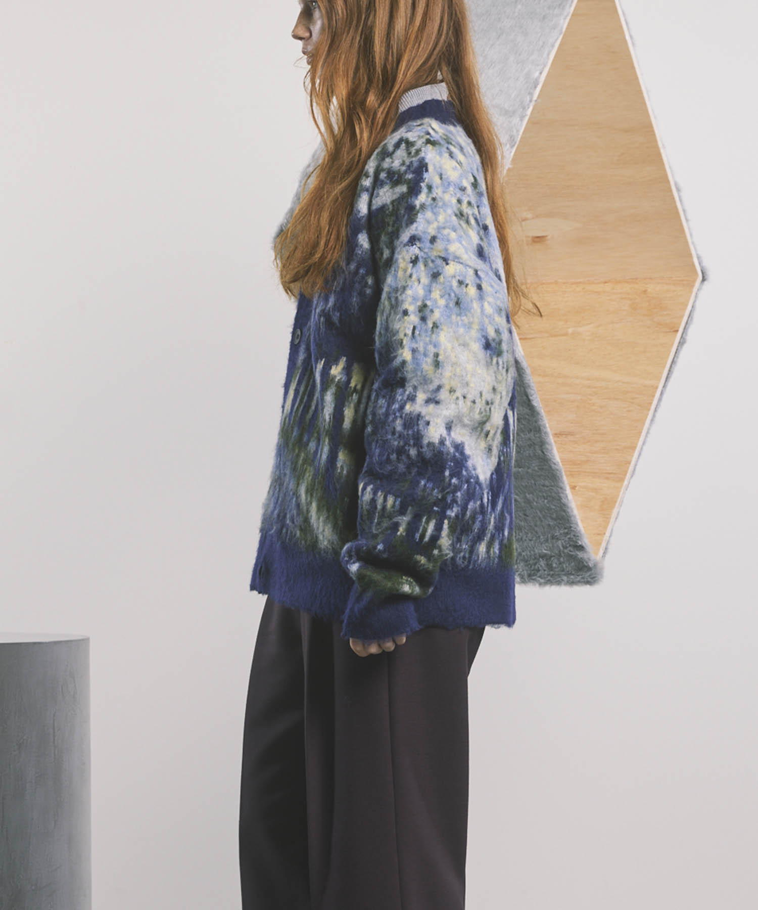 【24AW PRE-ORDER】Prime-Over Landscape Painting V-Neck Knit Cardigan